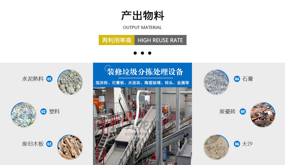 装修垃圾分拣处理设备产出物料 装修垃圾分拣处理设备产出物料